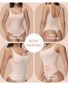 Nahtlose Bauchweg Tanga Shapewear Rückenfrei Quadratischer Ausschnitt Body Shaper