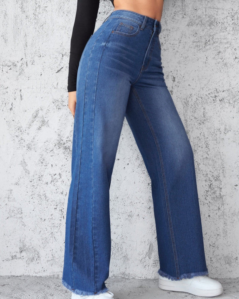 Elegante Jeans mit Geradem Bein und Weitem Bein Ohne Stretch