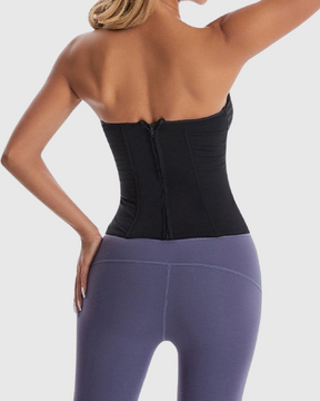 Damen Stäbchen Überbrust Bustier Korsett Top Trägerlos Reißverschluss Mieder Shapewear