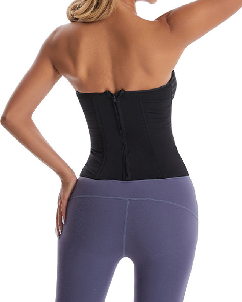 Damen Stäbchen Überbrust Bustier Korsett Top Trägerlos Reißverschluss Mieder Shapewear