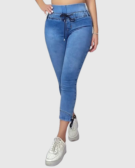 Damen Skinny Jeans mit elastischem Bund und mittlerer Elastizität und hoher Taille