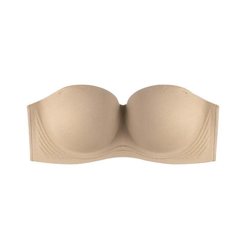 Damen Unsichtbarer Trägerloser Rutschfester Große Größe Nahtloser Push Up BH