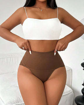 Sexy Spitze Einfarbige Hohe Taille Schmale Shapewear Tanga Bauchweg Unterhose