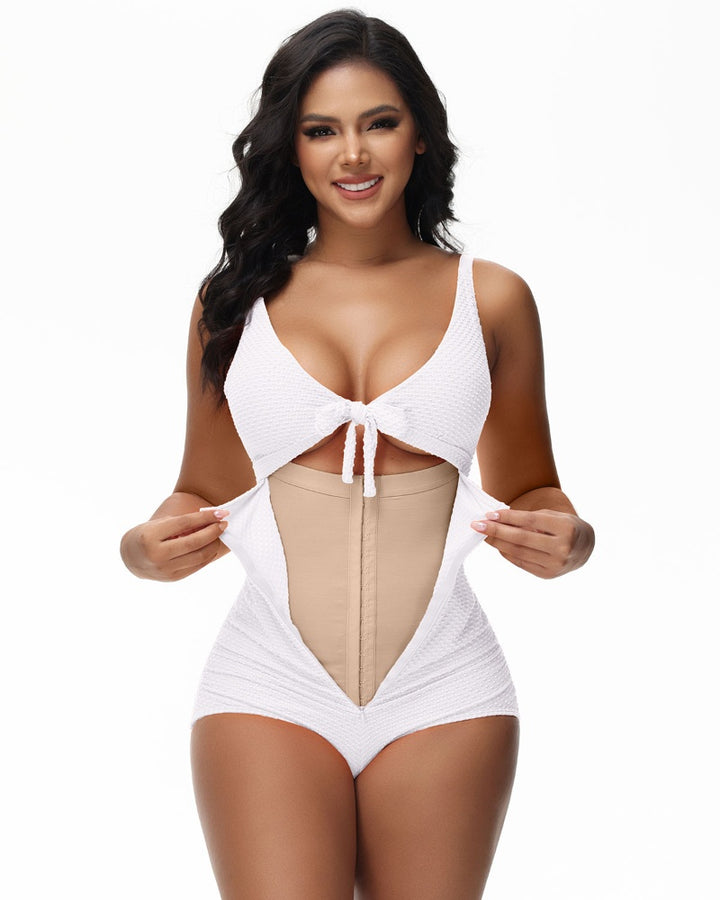 Shapshe® Damen Bauchweg Badeanzug Cut-Out Knoten Vorne Push Up Eingebauter Shapewear Badeanzug