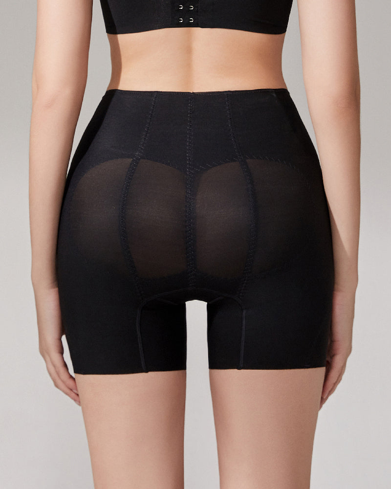 Damen Hoher Taille Mesh Miederpants Bauchweg Gürtel Shapewear Shorts