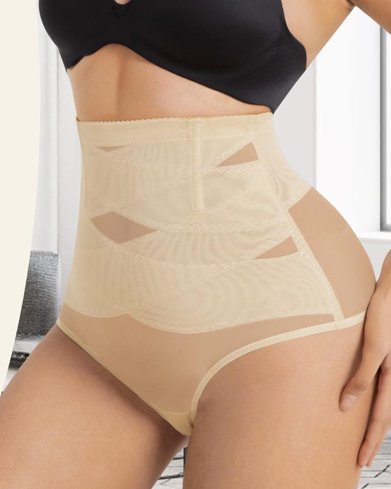 Überkreuzte Hohe Taille Shaping Slips Mesh Fester Bauchkontrolle Unterhose