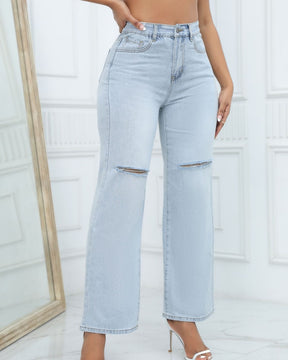 Vielseitige Jeans mit Hoher Taille und Weitem Beinschnitt