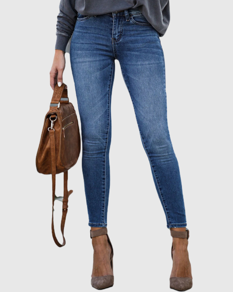 Sexy Jeans für Damen Hohe Taille Verwaschene Röhrenjeans