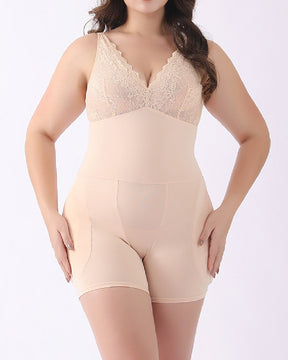 Rückenfreie Push-Up BH Bauchweg Offenem Schritt Shapewear Mit Abnehmbaren Po-Polstern