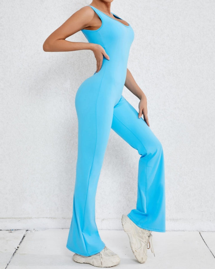Sportlicher Yoga-Jumpsuit mit Ausgestelltem Bein und Hohlem Rücken