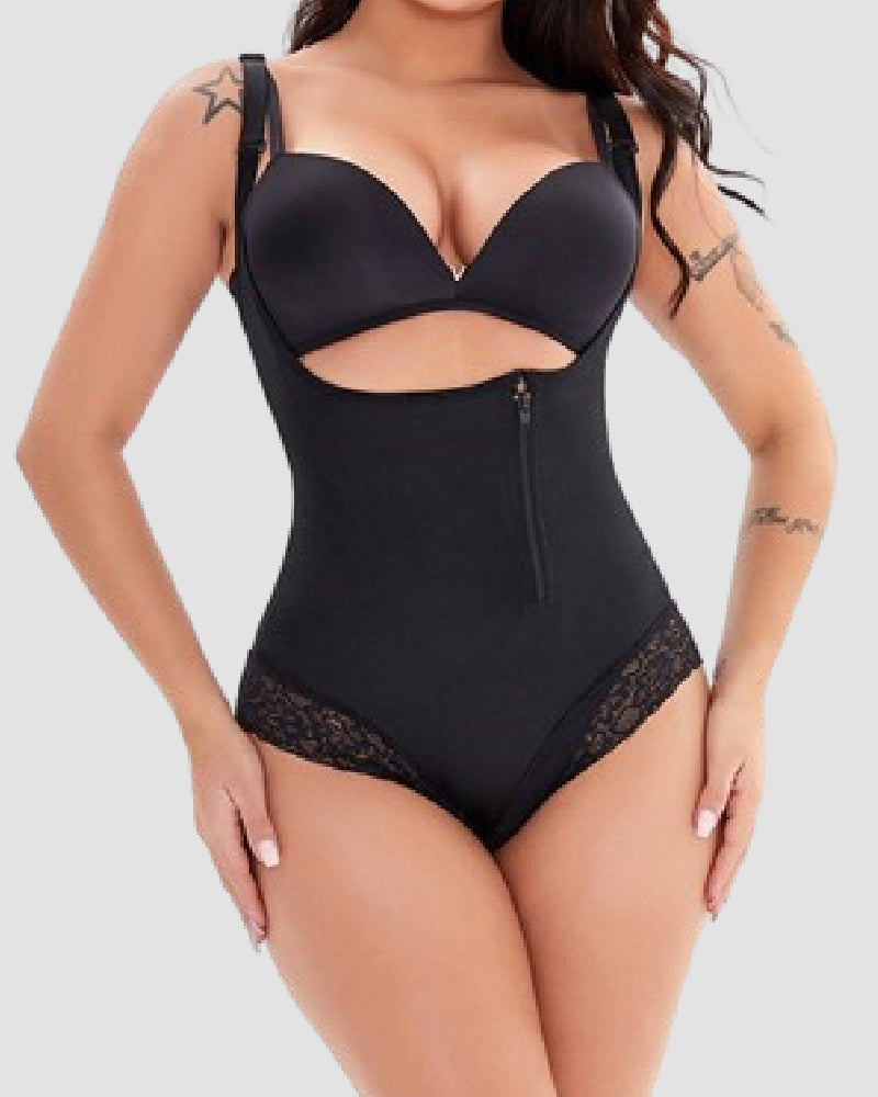 Damen Offenem Busen Bauchweg Slip Shapewear Fajas Mit Seitlichem Reißverschluss