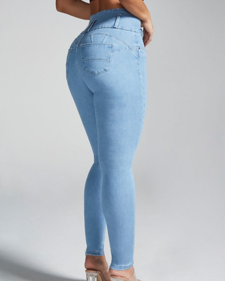 Skinny-Stretch-Shaping-Po-Lift-Jeans mit Hoher Taille