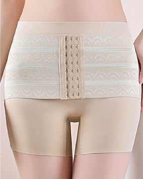 Mittelhoher Po-Lifter Doppellagige Bauchkontrolle Shapewear Shorts Mit Hakengürtel