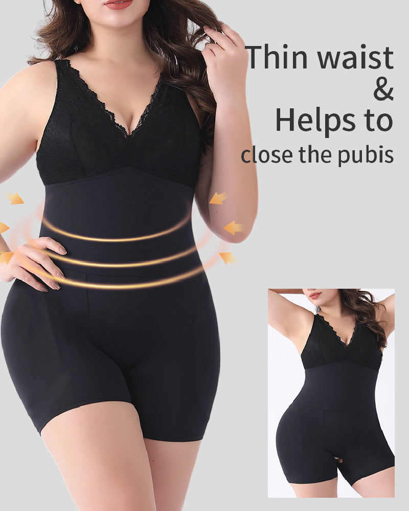 Rückenfreie Push-Up BH Bauchweg Offenem Schritt Shapewear Mit Abnehmbaren Po-Polstern