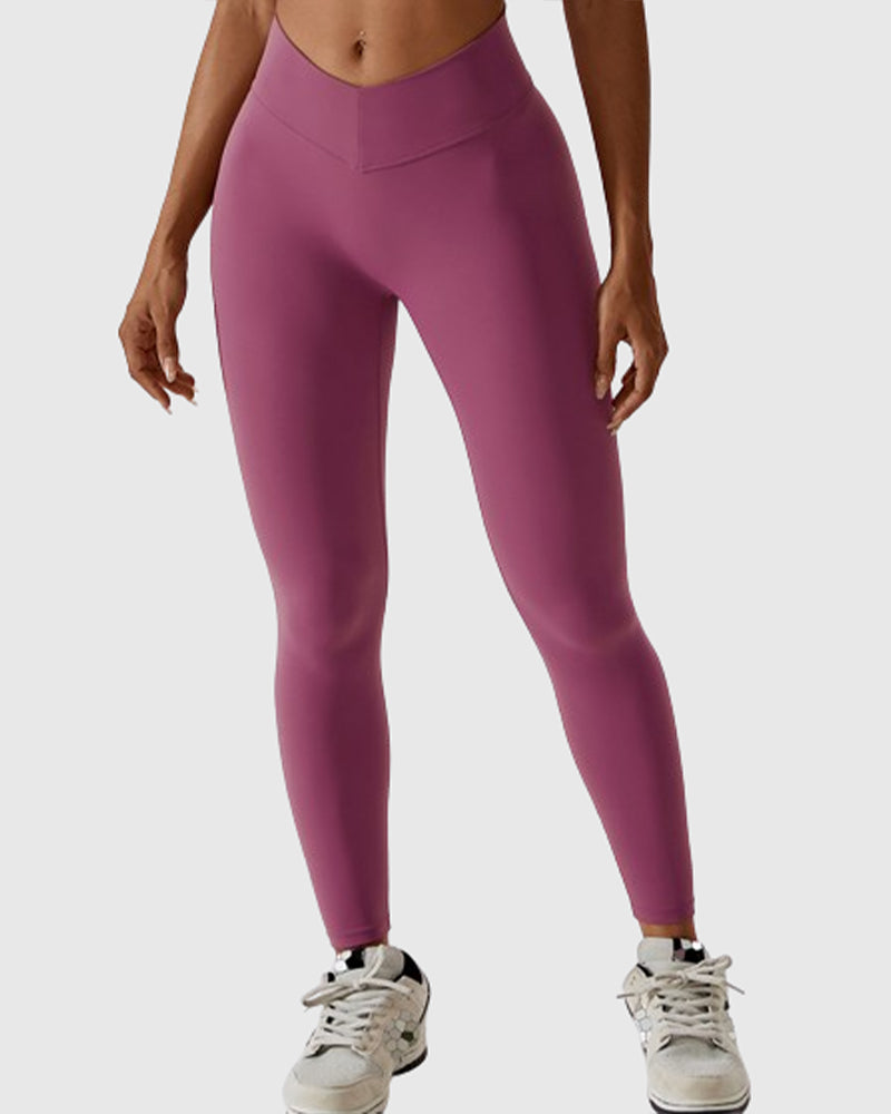 Figurformende Leggings mit V-förmiger Naht und Plissee Po-Lifting Yogahose