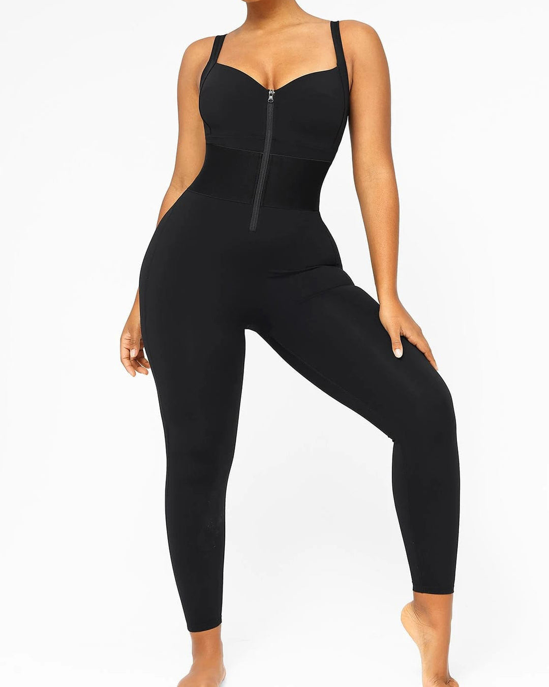 Shapshe® Damen Ärmelloser Jumpsuit Bauchweg Einteilig Verstellbare Träger Taillenbund Overall