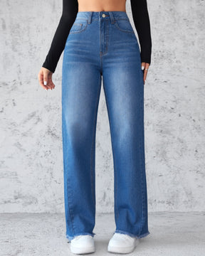 Elegante Jeans mit Geradem Bein und Weitem Bein Ohne Stretch