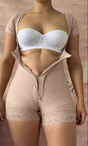 Damen Kurzärmlige Bauchkontrolle Formende Fajas Shapewear