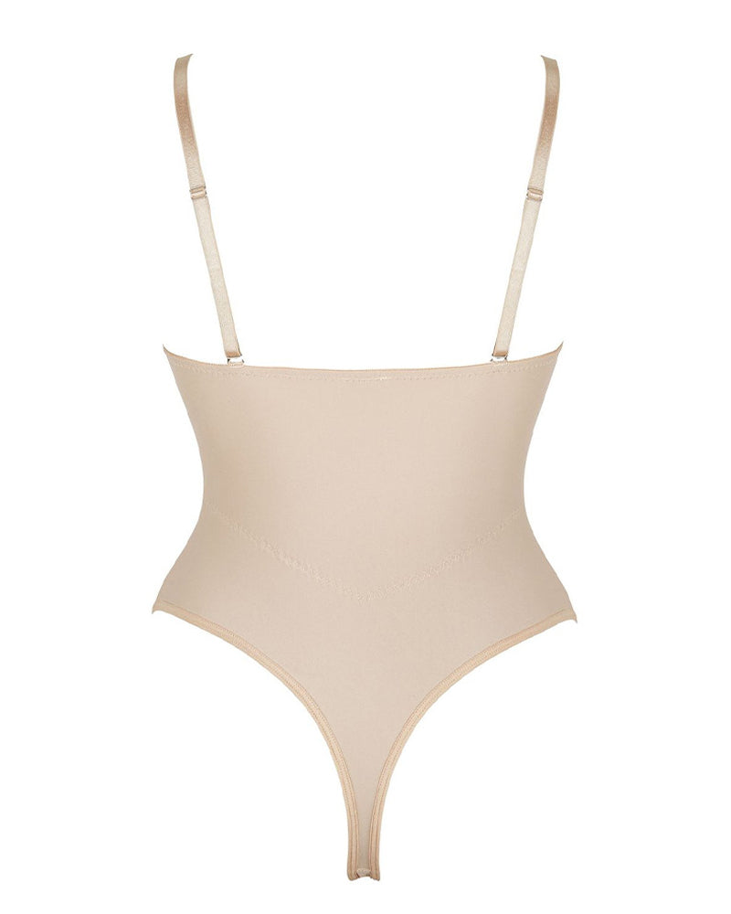 Sexy Mesh Shapewear Korsett Rückenfreier Tanga Bodysuit Mit Integriertem BH