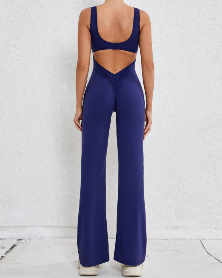 Sportlicher Yoga-Jumpsuit mit Ausgestelltem Bein und Hohlem Rücken