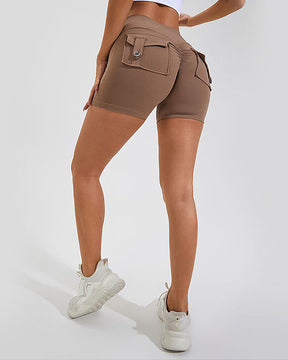 Damen Yoga Shorts Hip Lift Cargo Gesäßtaschen