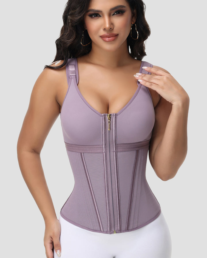Shapshe® Fajas Colombianas Korsett mit Reißverschluss vorne Bauchkontrolle Taillentrainer mit Stahlknochen