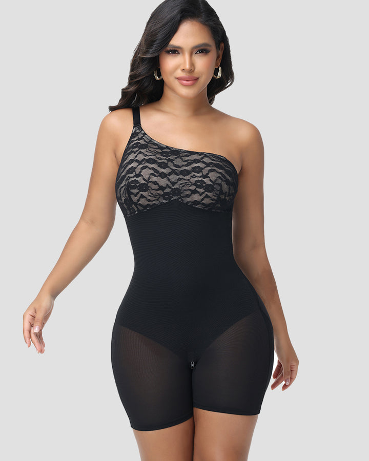Shapshe® Shapewear Bodysuit mit Spitzen Patchwork und Bauchkontrolle und Beweglichen Trägern (Vorverkauf)