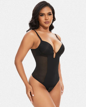 Damen Tiefem V-Ausschnitt Shapewear U-förmigem Rücken Nahtloser Tanga Bodysuit