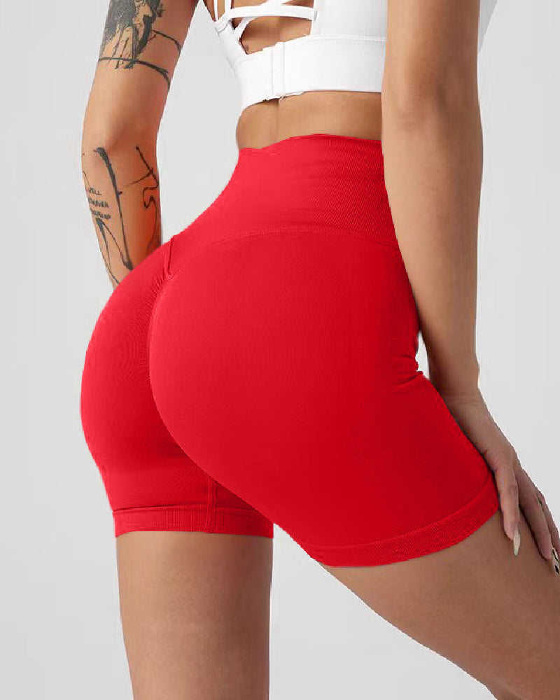 Damen Nahtlose Hoher Taille Yoga Shorts Lifting Po-Lift Fitness Shorts