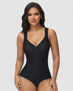 Damen Bauchweg Nahtloser Sommer Eisseide Bodysuit Kompressions V-Ausschnitt Body Shaper