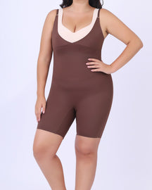 Damen Glättender Bauchkontrolle Body Shaper Offener Brust Oberschenkel Shapewear