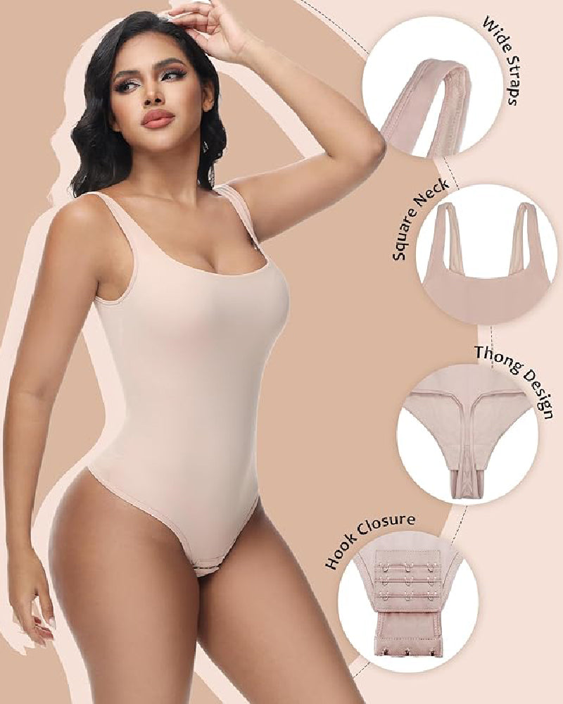 Nahtlose Bauchweg Tanga Shapewear Rückenfrei Quadratischer Ausschnitt Body Shaper