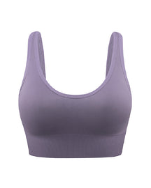 Damen Bügellose Hochstützende Verstellbare Gepolsterte Push-Up Crop Tanktop Sport BH