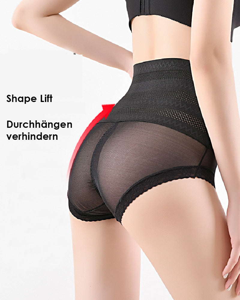 Damen Mesh Spitze Hohle Shapewear Slips Mittlere Taille Bauchweg Bequemer Unterwäsche