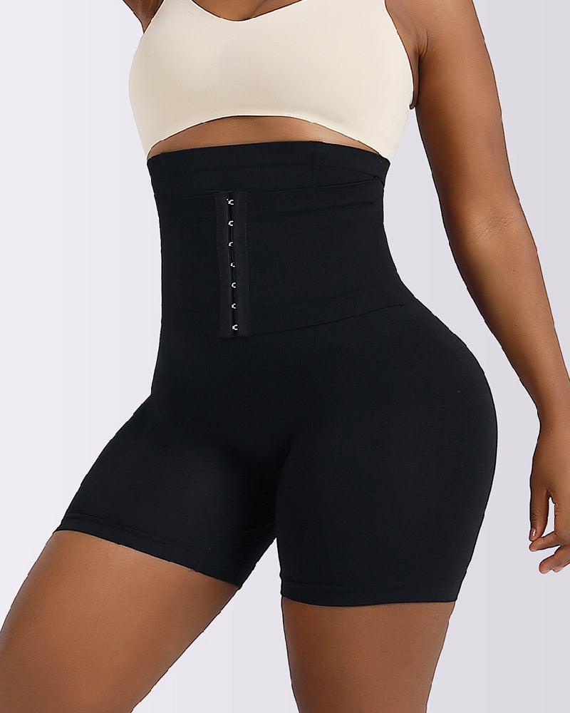 Hoher Taille Dehnbare Sanduhr Schnallengürtel Korsett Po-Lift Shapewear Shorts