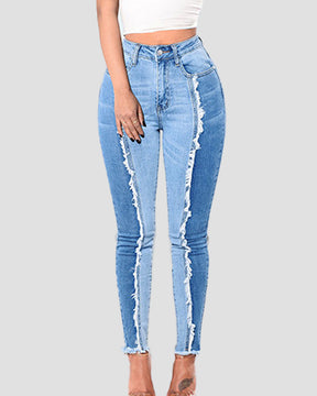 Mode Quaste Slim Fit Patchwork Gradient Jeans Slim Hip Lift