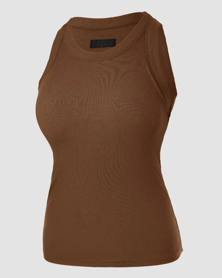 Gerippte Weste mit Rundhalsausschnitt und Brustpolster Padded Tops