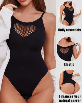 Sexy Ausgehöhltem Herz Vorne Bodysuit Nahtloser Tiefem Rücken Tanga Body Shaper