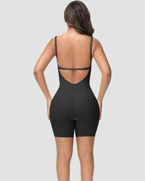 Damen U-Plunge Trägerlos Bodysuit Bauchkontrolle Integriertem BH Shapewear