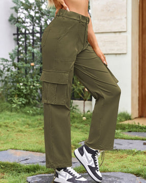 Lockere Lässige Cargohose für Damen mit Weitem Bein und Hoher Taille