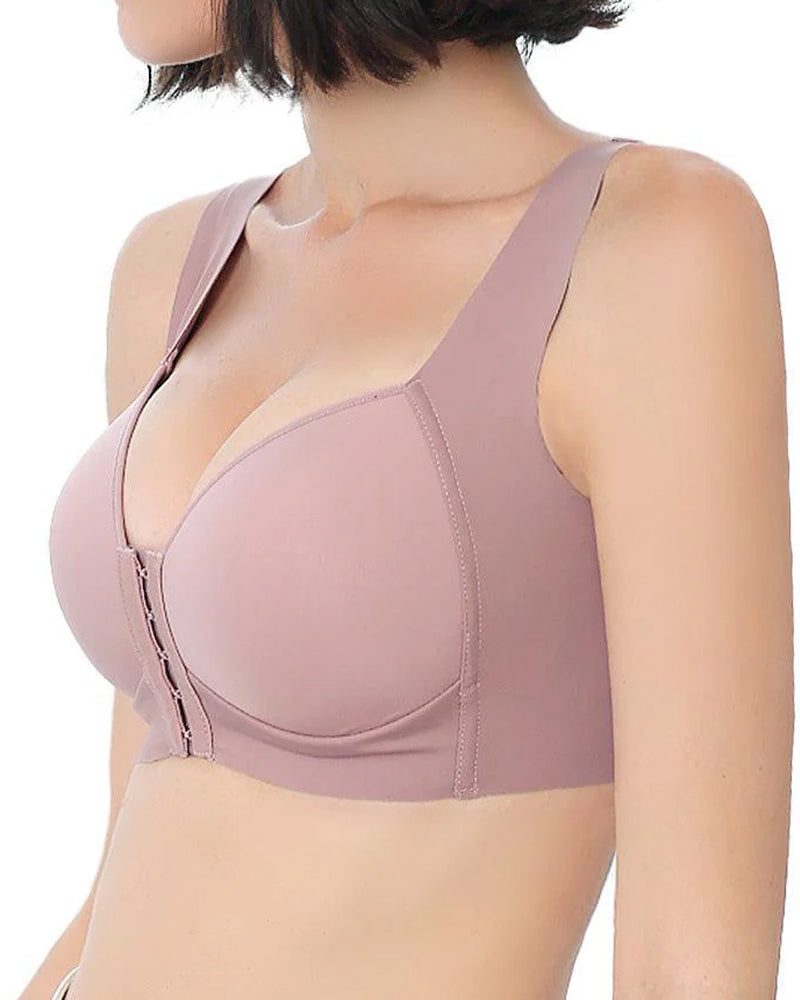 Damen Komfort Lift Frontverschluss Nahtlose Push-Up Drahtlos Ohne Bügel Breite Träger BH