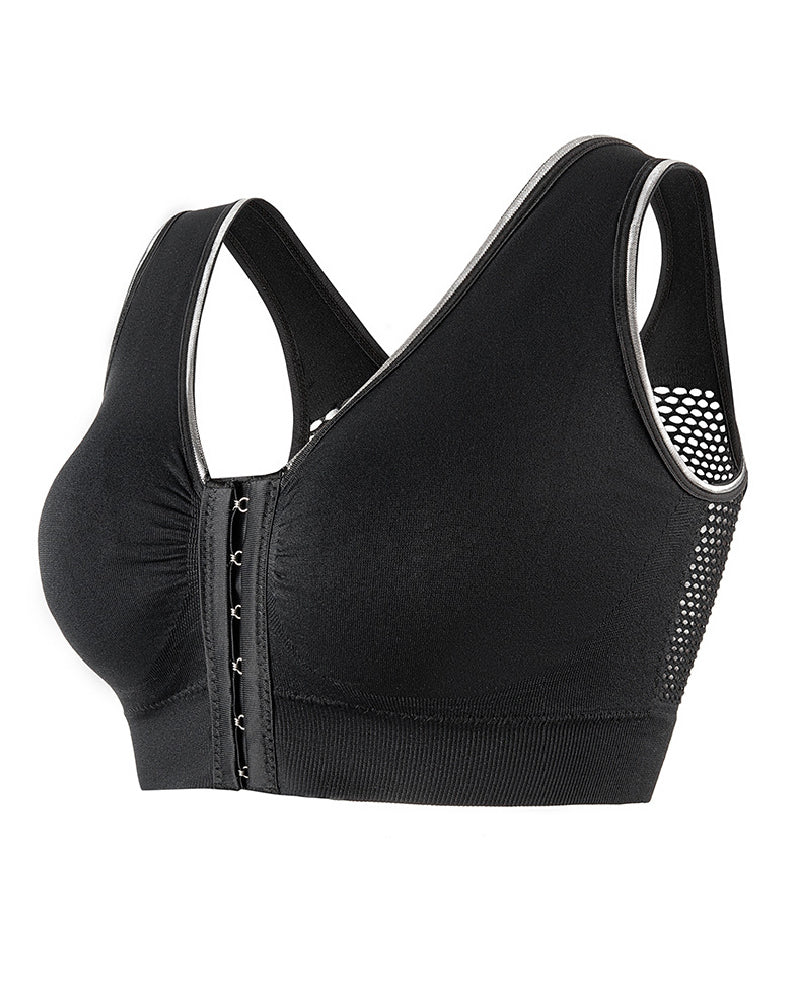 Shapshe® Damen Frontschnalle Hohl Atmungsaktiv Bügellos Sport BH In Übergröße