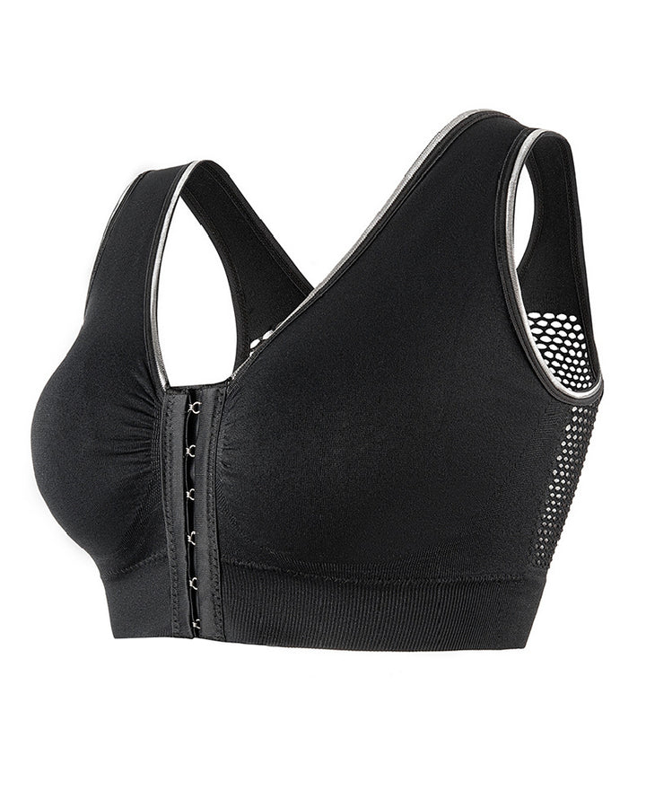Shapshe® Damen Frontschnalle Hohl Atmungsaktiv Bügellos Sport BH In Übergröße