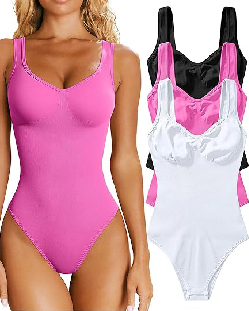 Damen Sexy Gerippt Ärmellos Bauchweg Tanktops Bodysuits