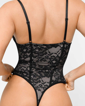 Bodys für Damen Sexy Tiefer V-Ausschnitt Formende Spitze Schlanke Shapewear