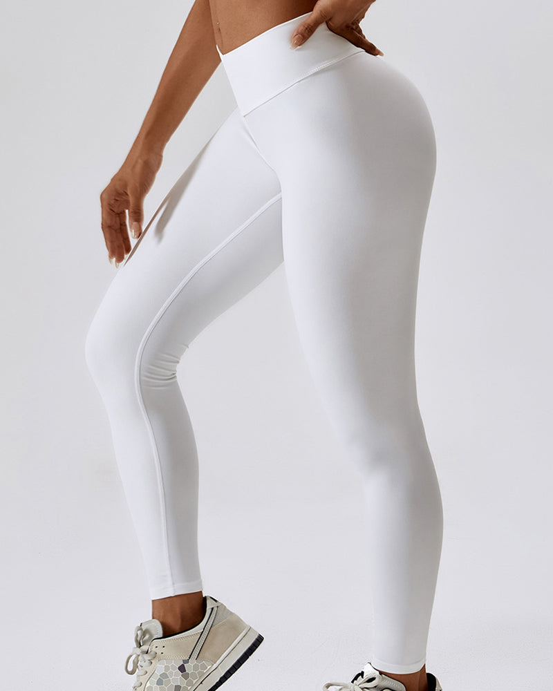 Figurformende Leggings mit V-förmiger Naht und Plissee Po-Lifting Yogahose