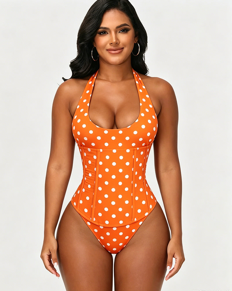 Hourglass Corset Body Shaper Waist Cincher Swimsuit Two-Piece Set