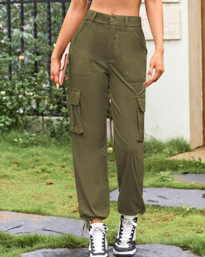 Lockere Lässige Cargohose für Damen mit Weitem Bein und Hoher Taille