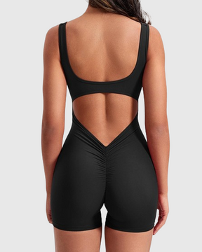 Sexy rückenfreier One Shoulder Bodysuit ohne Ärmel mit Dreiviertel-Hosen