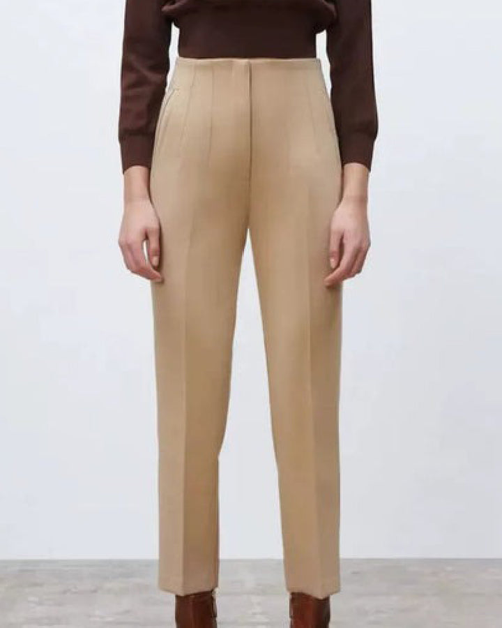 Damen Taillierten Falten Hoher Taille Seitentaschen Hose